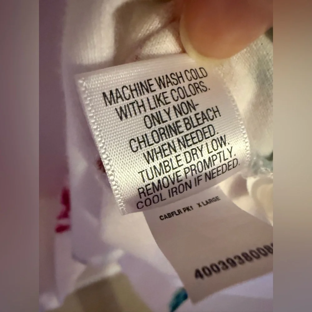 Croft & Barrow White Pink Rose Print Button Neck Polo Shirt size XL - Picture 10 of 16